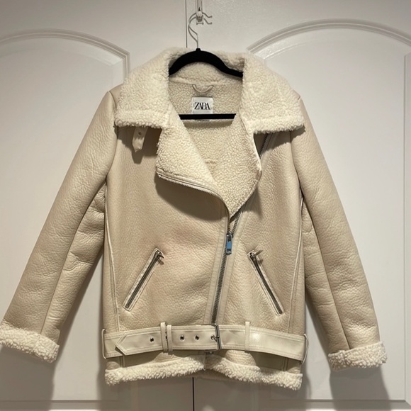 Zara Jackets & Blazers - Zara White Faux Fur Aviator lined with Shearling